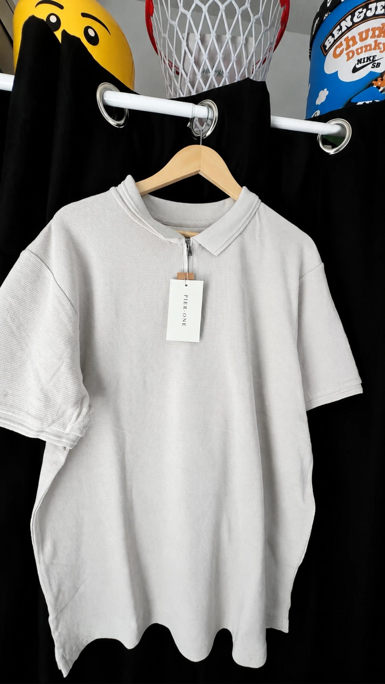 Camisa Polo Masculina Bege com Gola em Zíper e Tecido Texturizado – photo 2